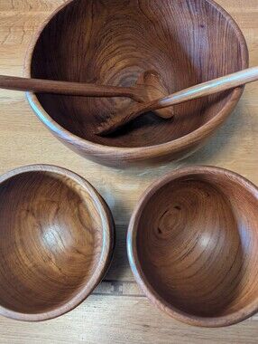 MCM TEAK 7 Piece Salad Set